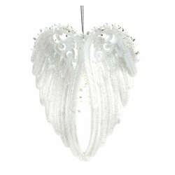 Item 825053 White/Silver Angel Wings With Glitter Ornament