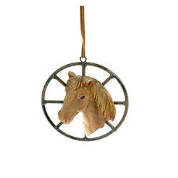 Item 833015 Horse Head With Wagon Wheel Ornament