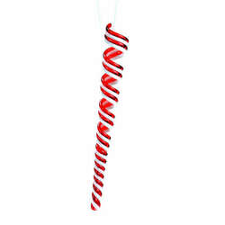Item 838001 Red and White Swirl Icicle Ornament