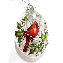Item 844112 Glass Poinsettia Disc Ornament