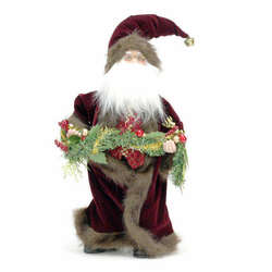 Item 848005 thumbnail Burgundy Santa With Faux Pine Swag